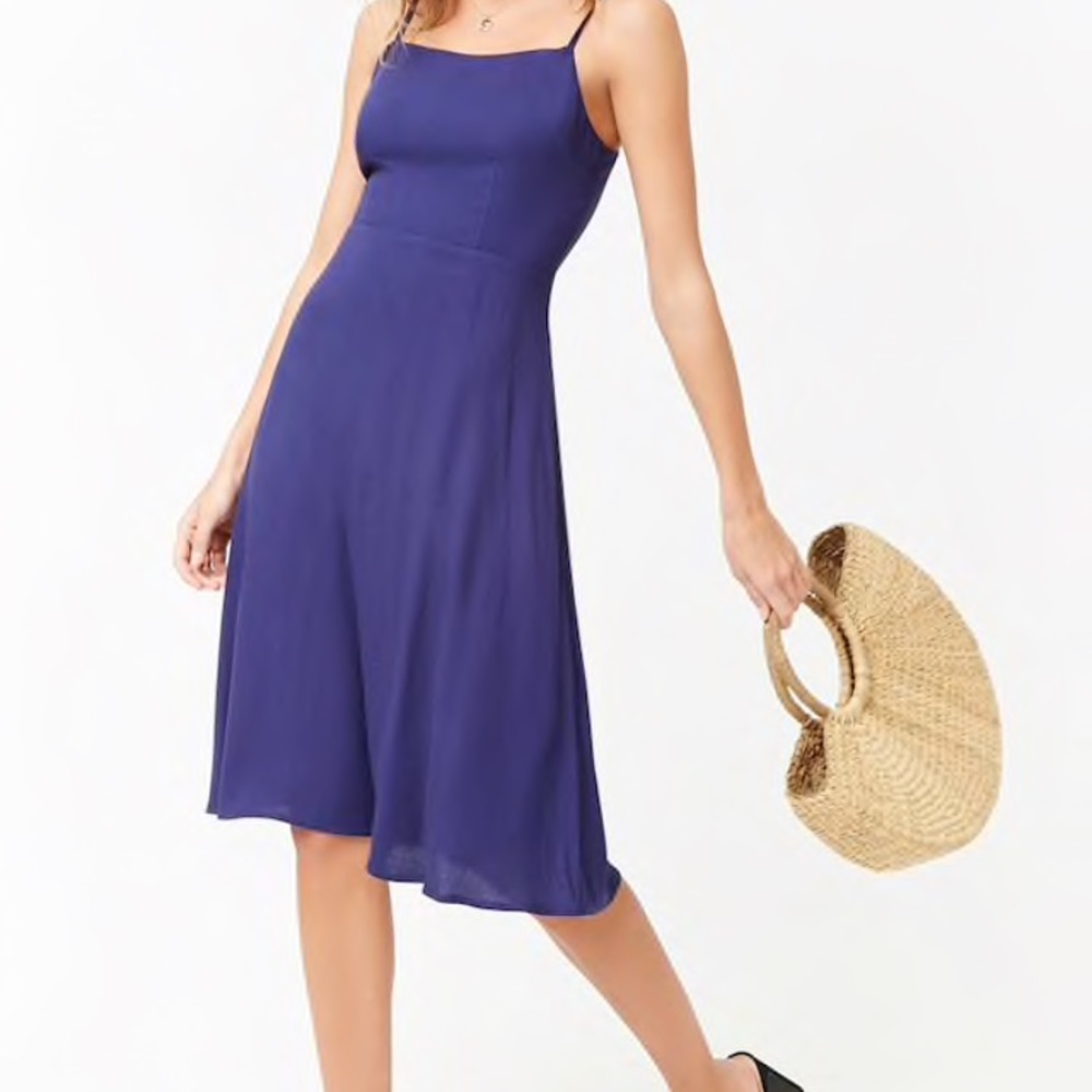 NWT Midi Dress. Forever 21. Medium. Royal Navy.